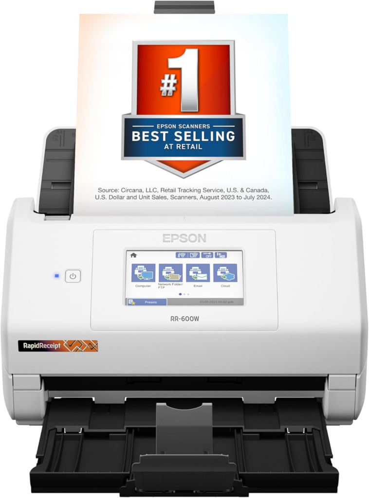 Epson RapidReceipt duplex scanner for digitizing SMB bookkeeping documents